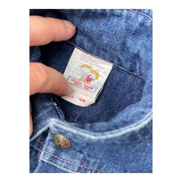 Vintage Denim Vest Sleeveless Embroidery Sz 12M Moto Floral - Picture 4 of 4